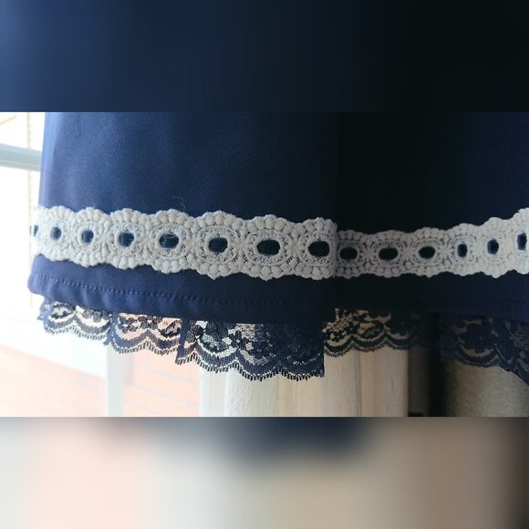 Liz Lisa - Navy Blue Crochet Detail and Lace Trim Sleeveless Dress - Picture 13 of 16